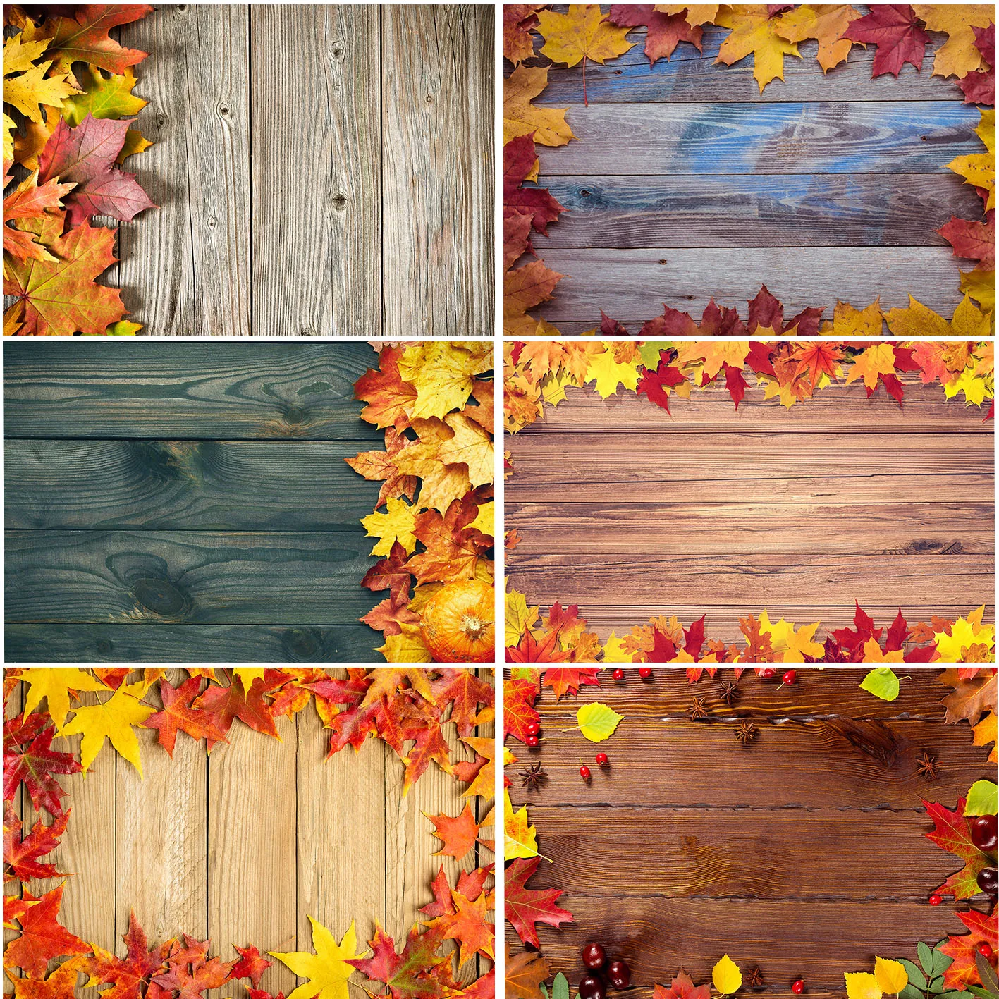 

Wooden Floor Leaves Boards Planks Photography Backgrounds Custom Baby Kids Party Decoration Studio Photo Booth Backdrops Decor