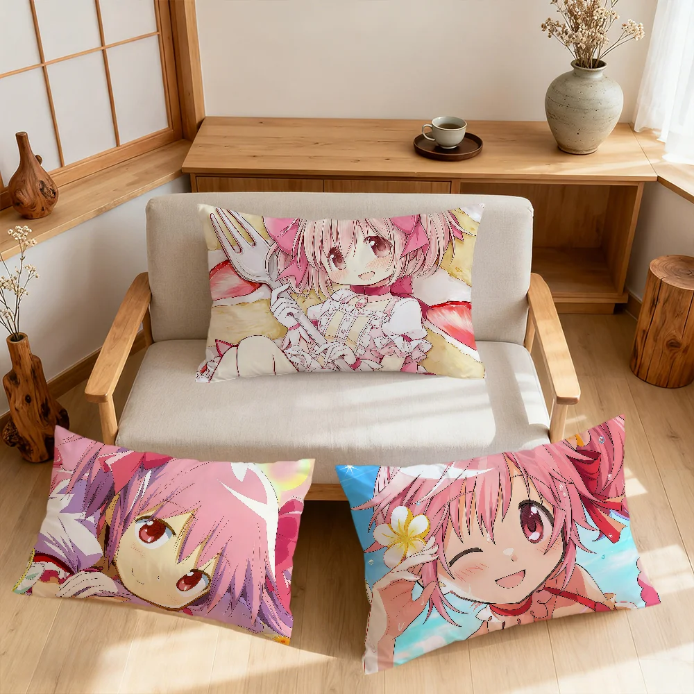 anime cute chibi kawaii m-madoka kaname Rectangle Pillowcover Home Sofa living Room bedside Dorm bedside hogar Pillowcase gift