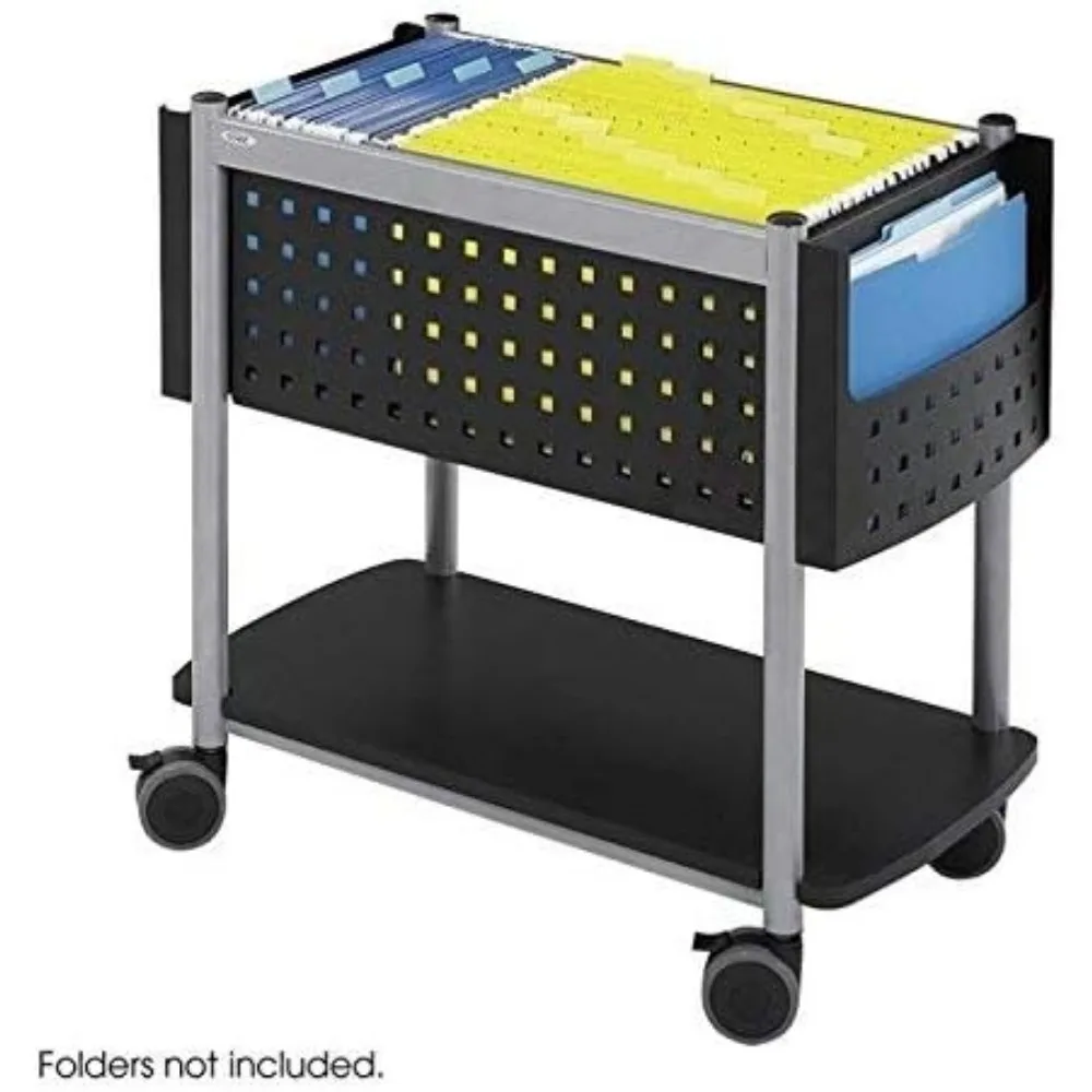 Carrello portadocumenti mobile con superficie di lavoro, adatto alle cartelle sospese di lettere e dimensioni legali, include un coperchio e chiave con chiusura