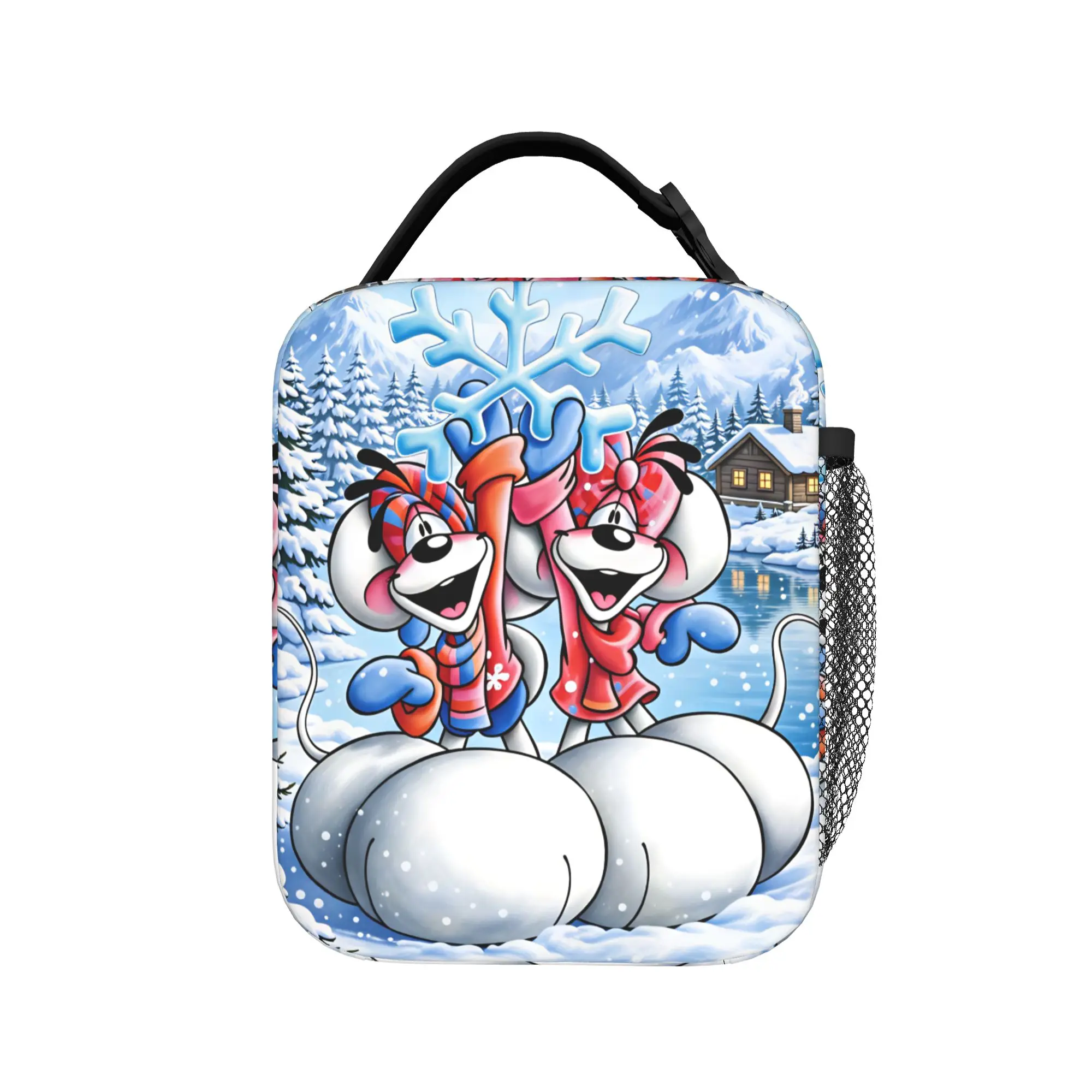 Diddl and Diddlina   Lunch Bag For Unisex  Graphic Design Lunch Box  Travel Cooler Bag Portable Waterproof Thermal Tote Handbags