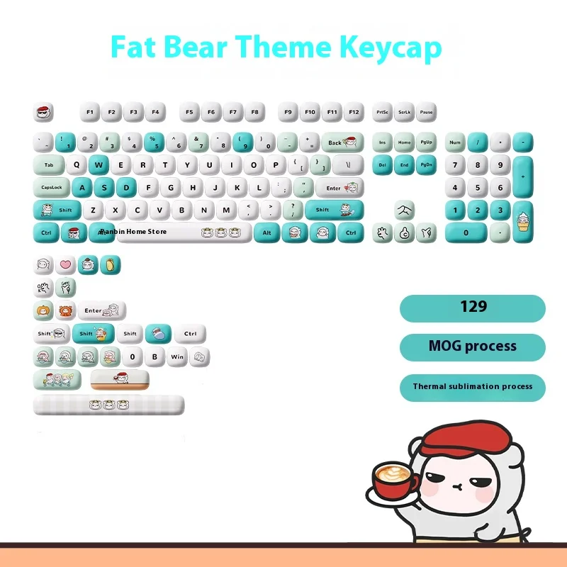 AKKO POCO Family Mechanical Keycaps MOG Profile 138keys For 108/104/98/96/87/84/75 PBT Thermal Sublimation Keyboard Pc Accessory