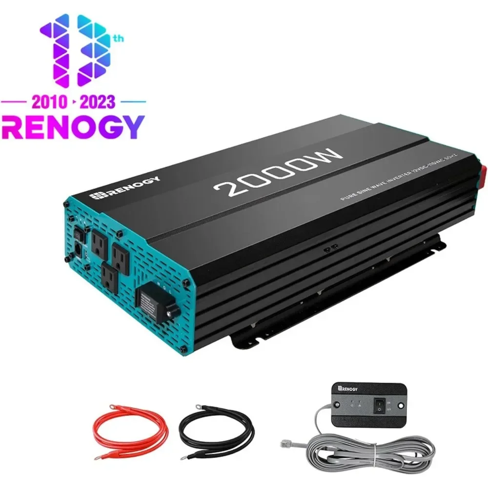 2000W Pure Sine Wave Inverter 12V DC to 120V AC Converter for Home, RV, Truck, Off-Grid Solar Power Inverter 12V to 110V