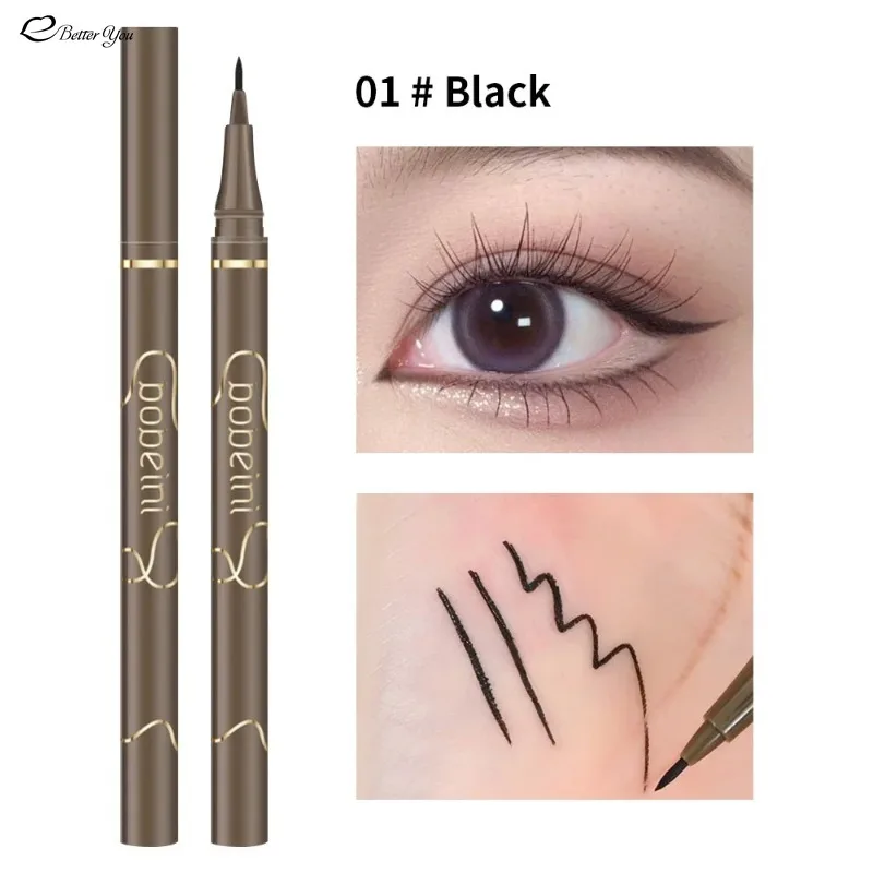 Waterproof Quick Dry Liquid Eyeliner Pen Ultra-fine Matte Black Brown Lasting Lying Silkworm Eyeliner Pencil Beauty Eyes Makeup