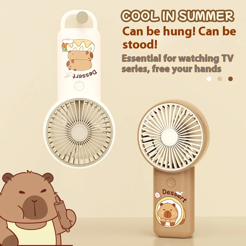 مروحة كهربائية صيفية لطيفة على شكل دولفين مع حلقة تعليق، رياح ثلاثية السرعات، قابلة للحمل ومحمولة للسفر