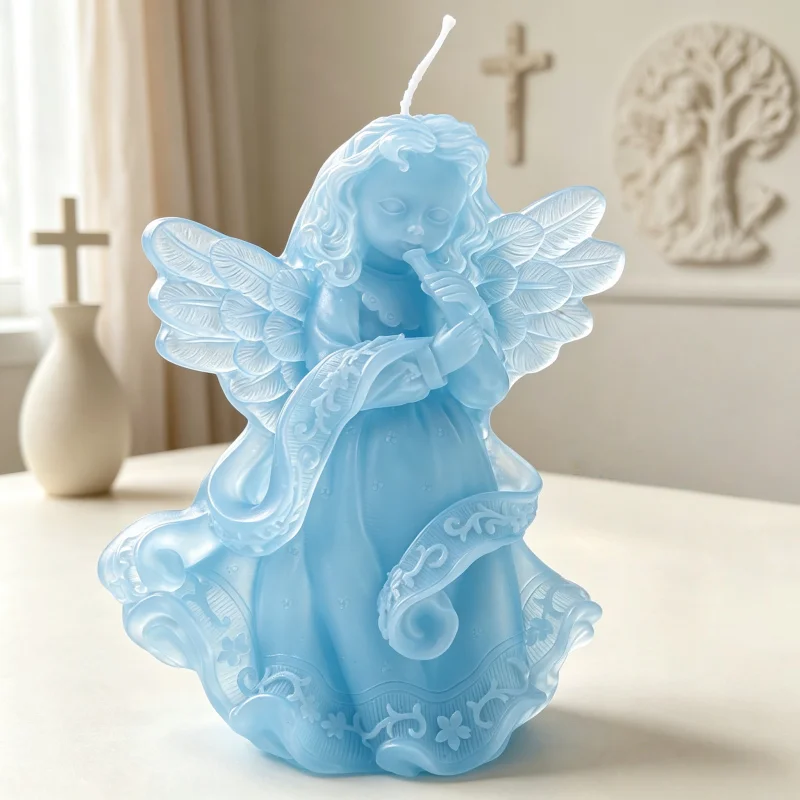 DIY Prayer Angel Aroma Candle Mold Cross Cherub Sea Shell Angel Silicone Candle Resin Soap Plaster Mould Home Baptism Decor Gift