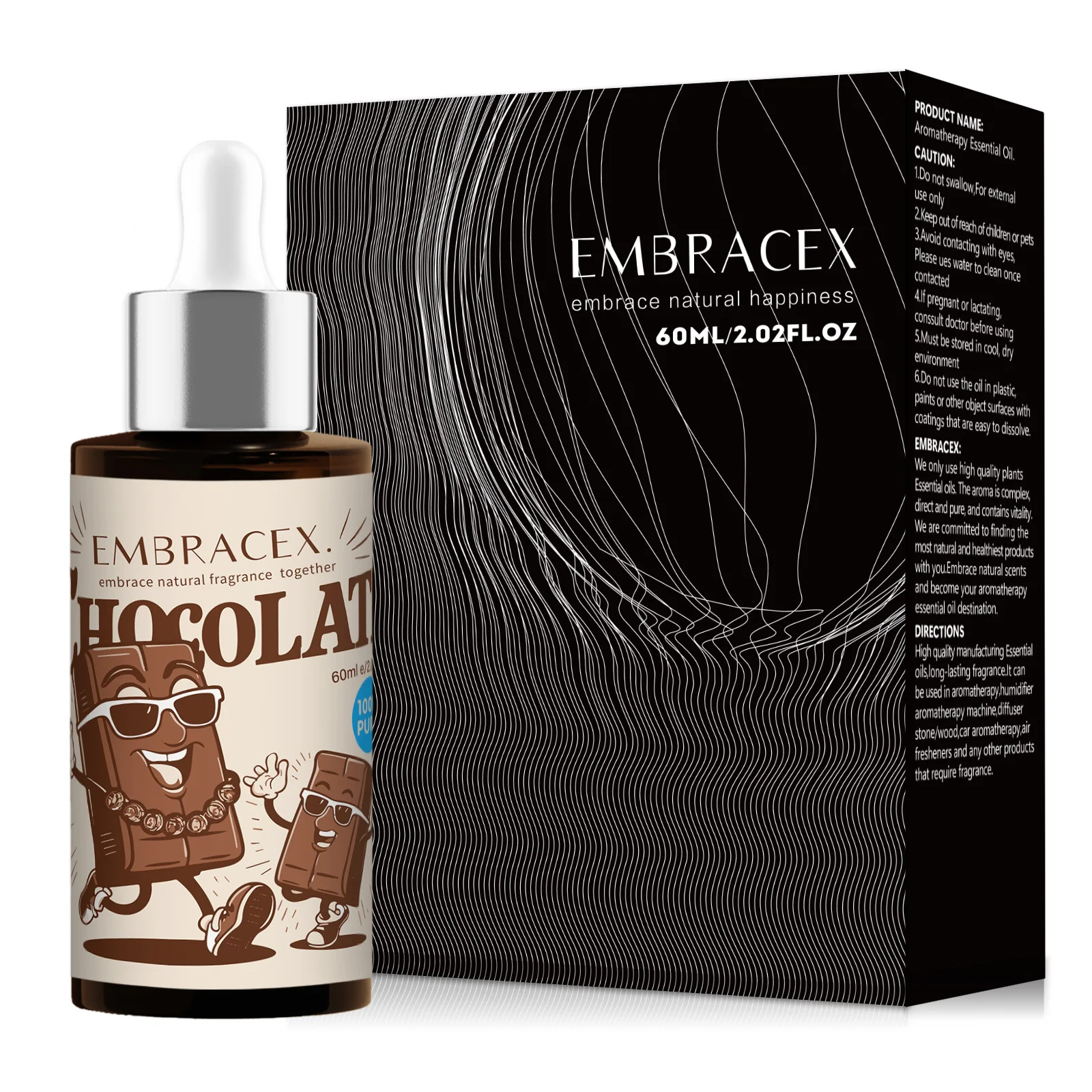 Regalos de perfume de comida dulce de aceite esencial de chocolate de 60 ml para difusor, vela que hace aroma duradero