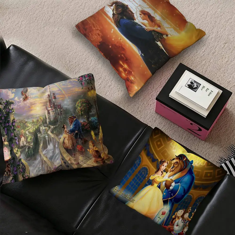Cartoon Beauty And The Beast Cushion Cover Decorative Pillow Sofa Home Decor case pillow cases