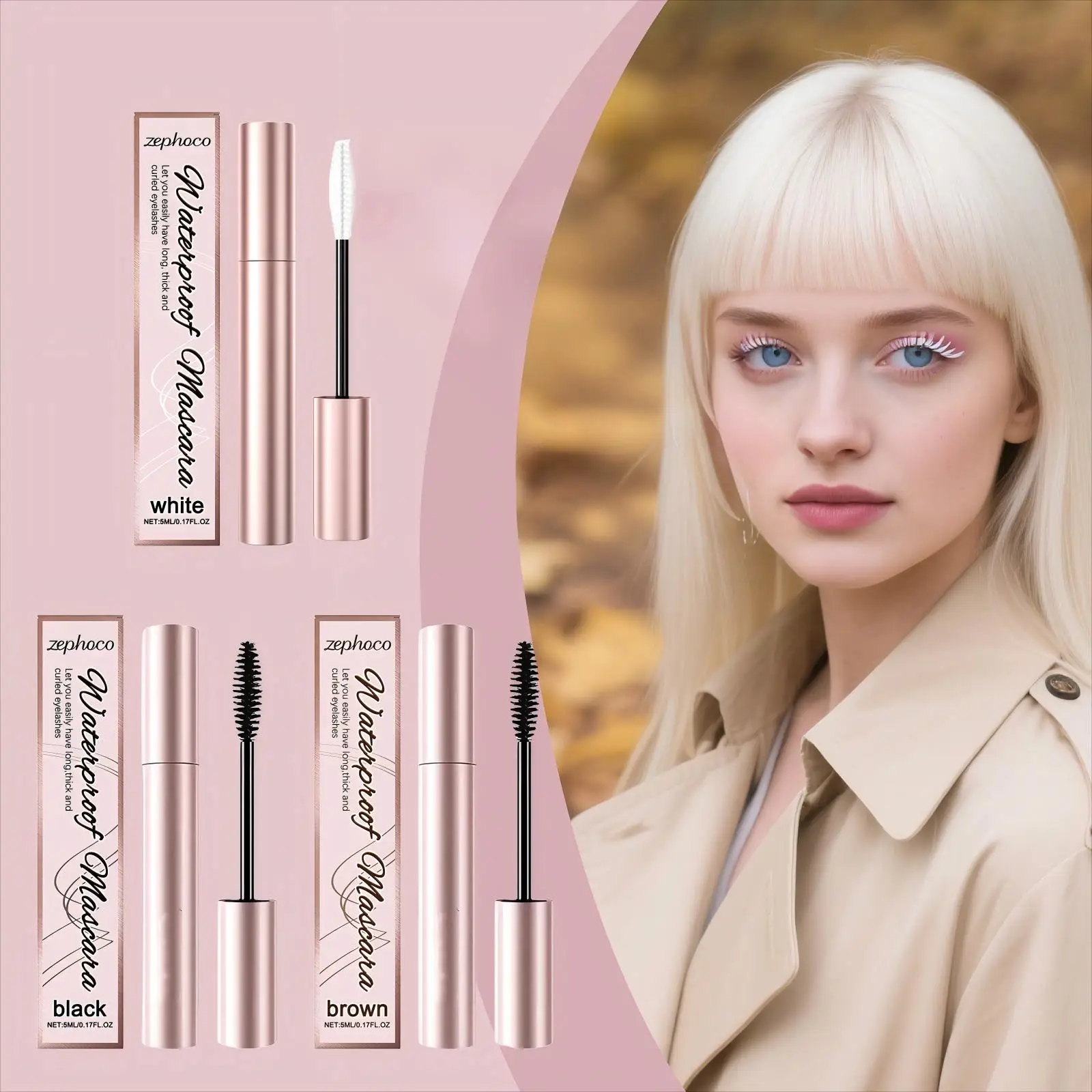

Waterproof Mascara Long -Lasting Thick Curly Non-smudging Add Charm Natural Slender Length Non Clumping Portable Eye Cosmetic