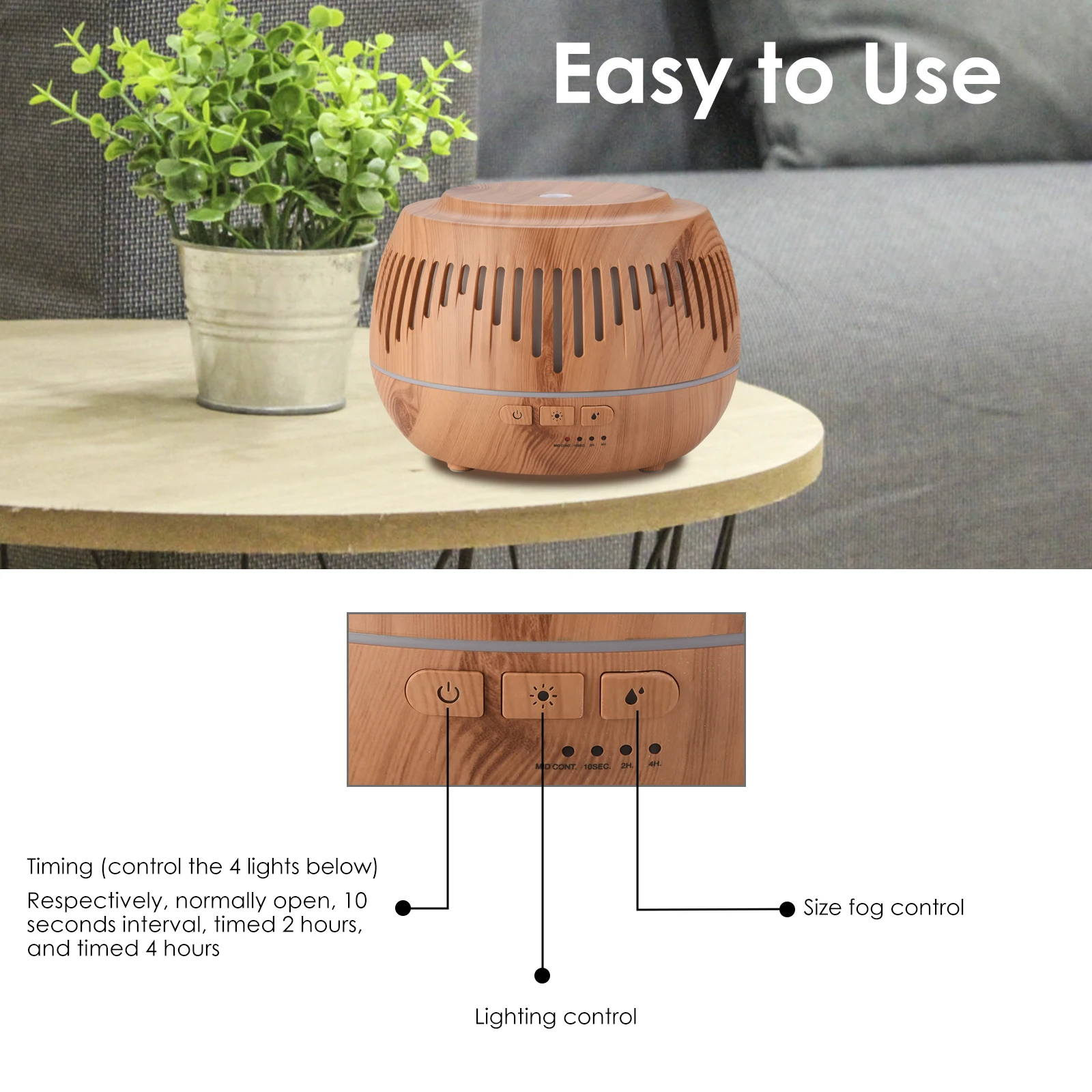 500ML Home Aromatherapy Essential Oil Diffuser with Colorful LED Lamp Remote Control Electric Aroma Air Humidifier Diffuser