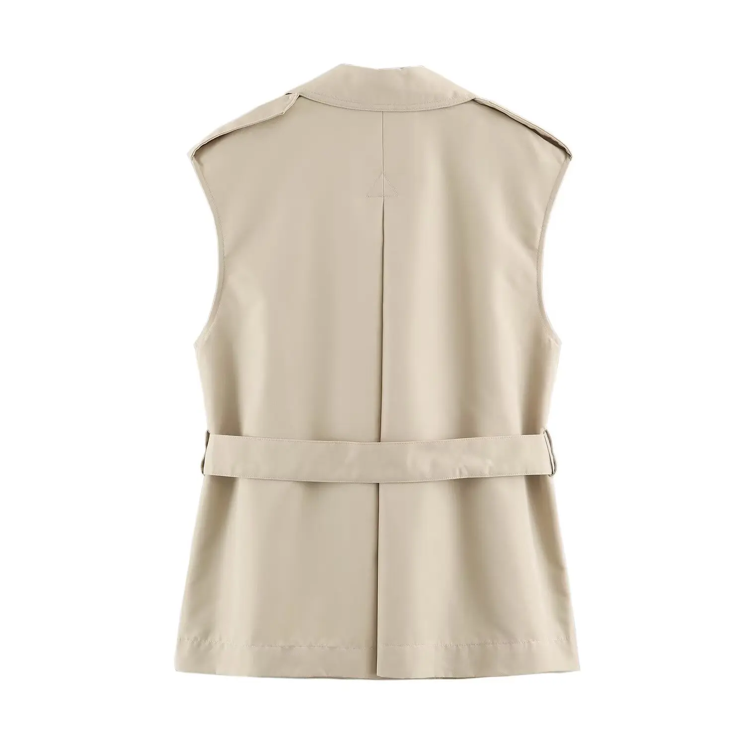 Damenweste 2026 Herbst Neu Einfarbig Ärmellos Doppelreihig Gürtel Lose Tanktops Jacke Pendlermode Damenweste – Detail 3