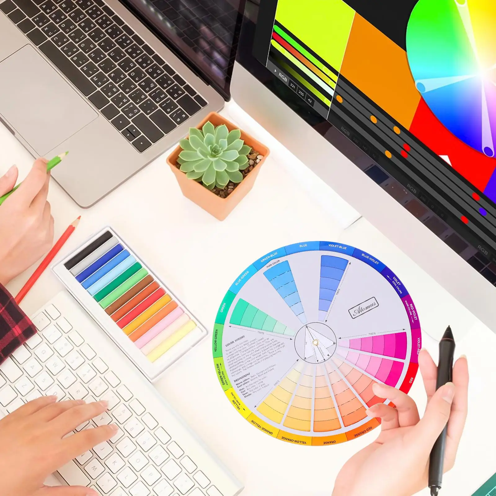 Color Card Wheel Colour Chart Accurate Palette Laminated Circle Artist and Mixing Guide Creative Child