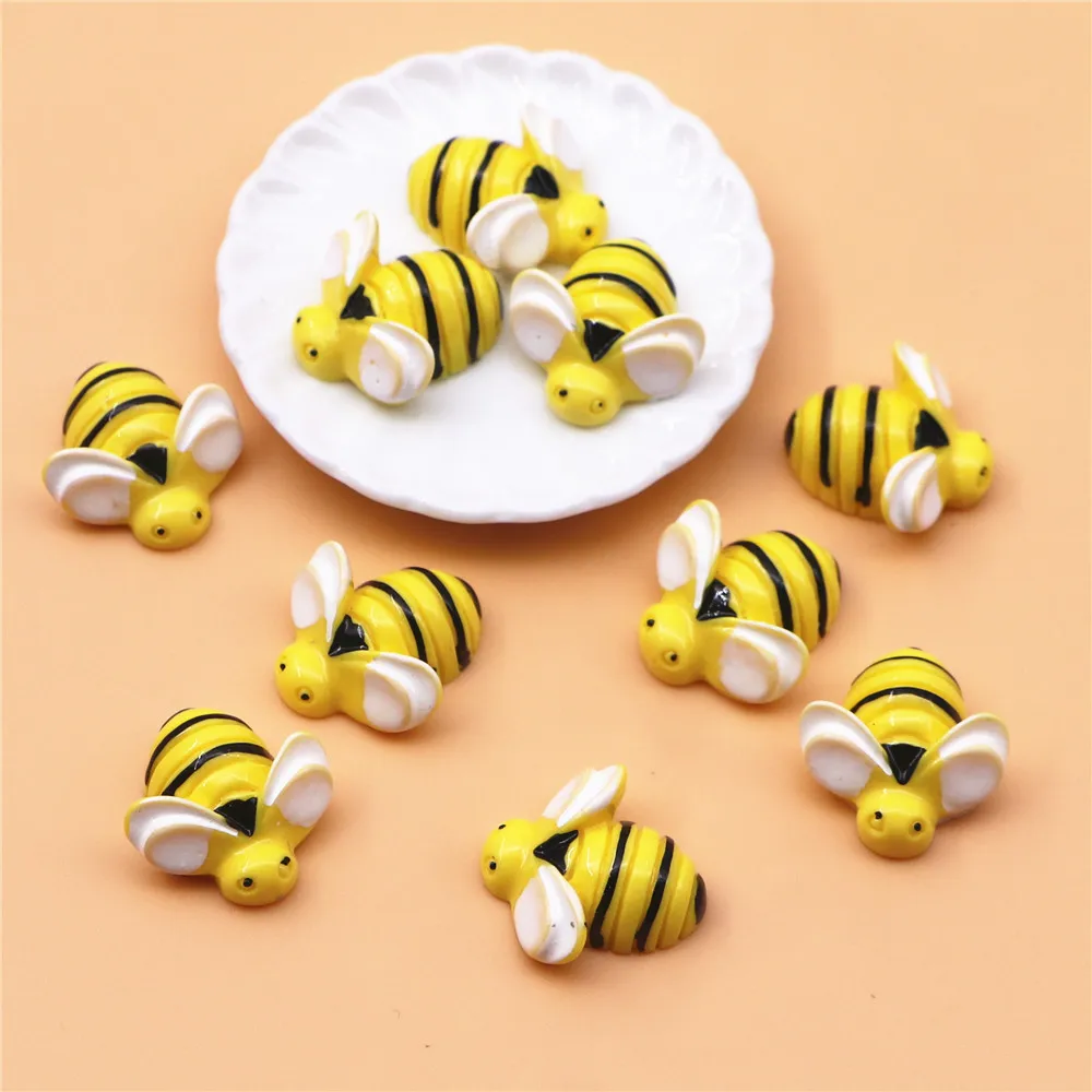 10pcs Kawaii Cartoon Animal Bee Resin Flatback Cabochon DIY Decorative Craft Scrapbooking Accessories,19*20mm