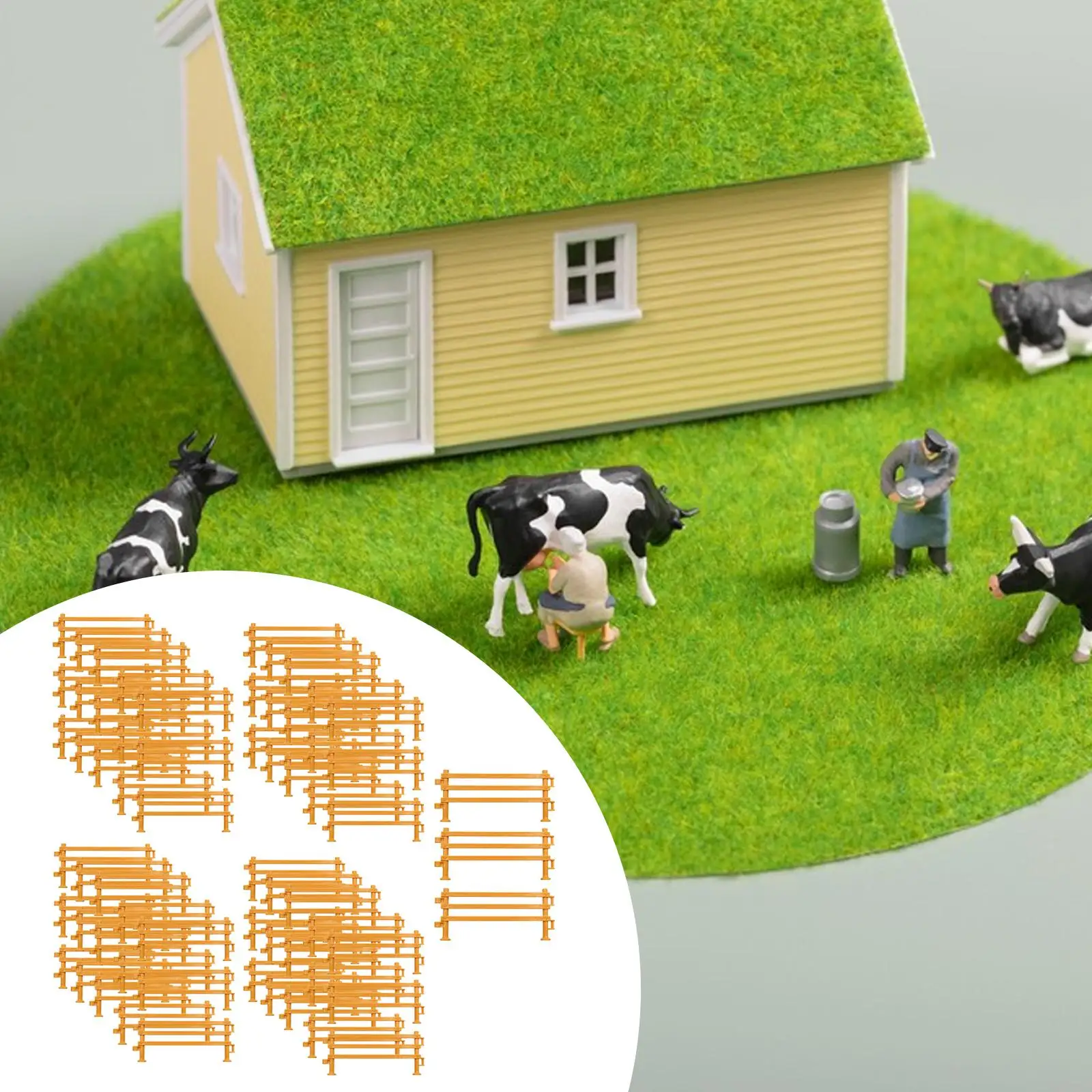 60x Miniature Farm Fence Playset Scene Layout Decor for Architecture Model