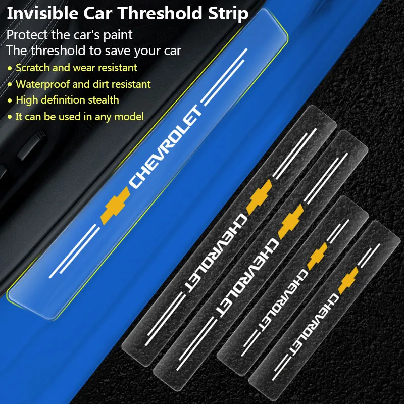 Pegatinas de coche Protector de Borde de puerta pegatina de alféizar de puerta de coche antiarañazos para Chevrolet Silverado Impala Malibu Equinox Cruze Camaro