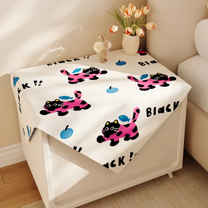 VIKAMA Cartoon Instagram Puppy Rectangular Bedside Table Dust Cover for Dressing Table Waterproof
