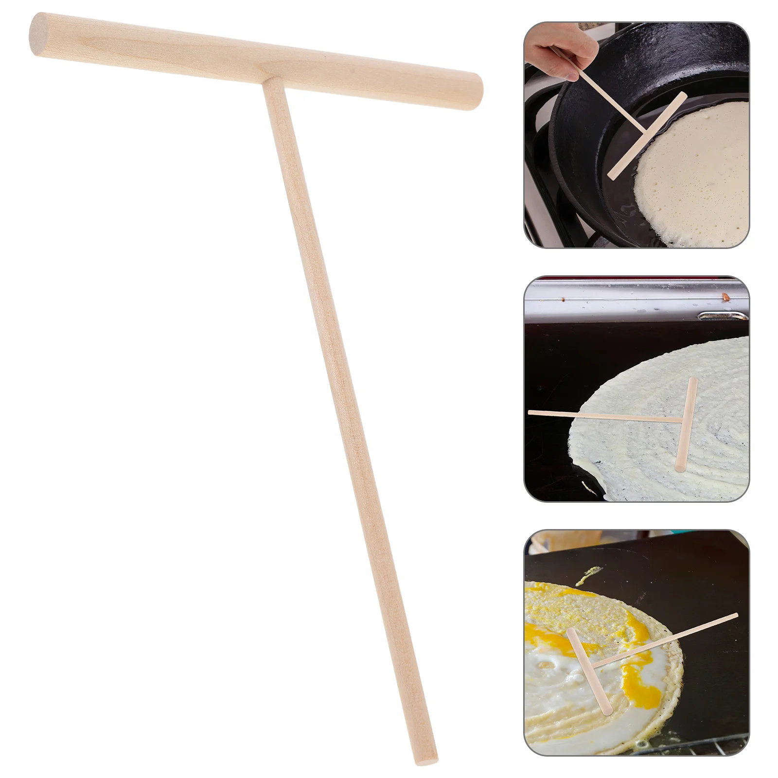 

2Pcs Wooden T Shaped Crepe Scraper Tool Multi Functional Pancake Spreader for Home Kitchen Natural Wood Griddle Electric Grill