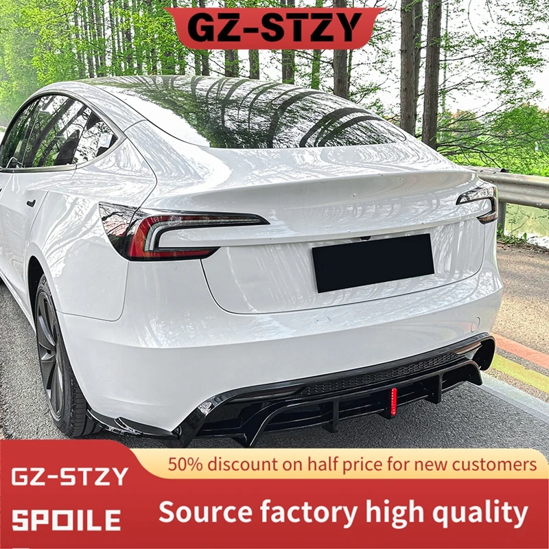 

For 2024-2025 Tesla Model 3 Rear Bumper Diffuser Splitter Spoiler Lip Bodykit Black Carbon Tuning Accessories Part