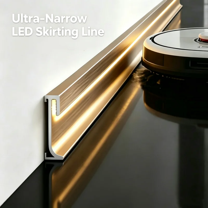 Extremely Narrow Led Skirting Line Aluminum Profile Bar Strip Light H3/5/8Cm Surface Mounted Indoor Floor Wall Decor Baseboard