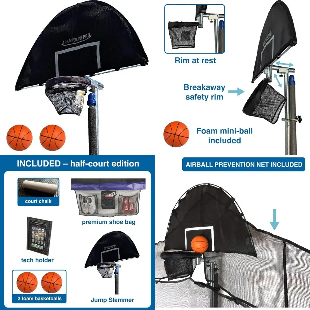 

Deluxe Half-Court Basketball Trampoline with Slammer Hoop and Additional Accessories