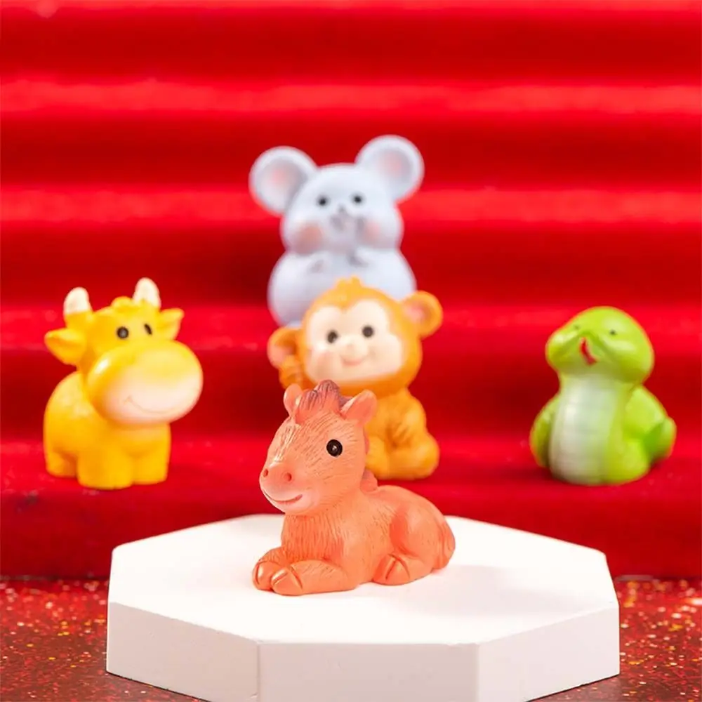 Cute Mini Twelve Zodiac Figurines DIY Resin Crafts Zodiac Figurines Miniature Handmade Cartoon Micro Landscape Decoration