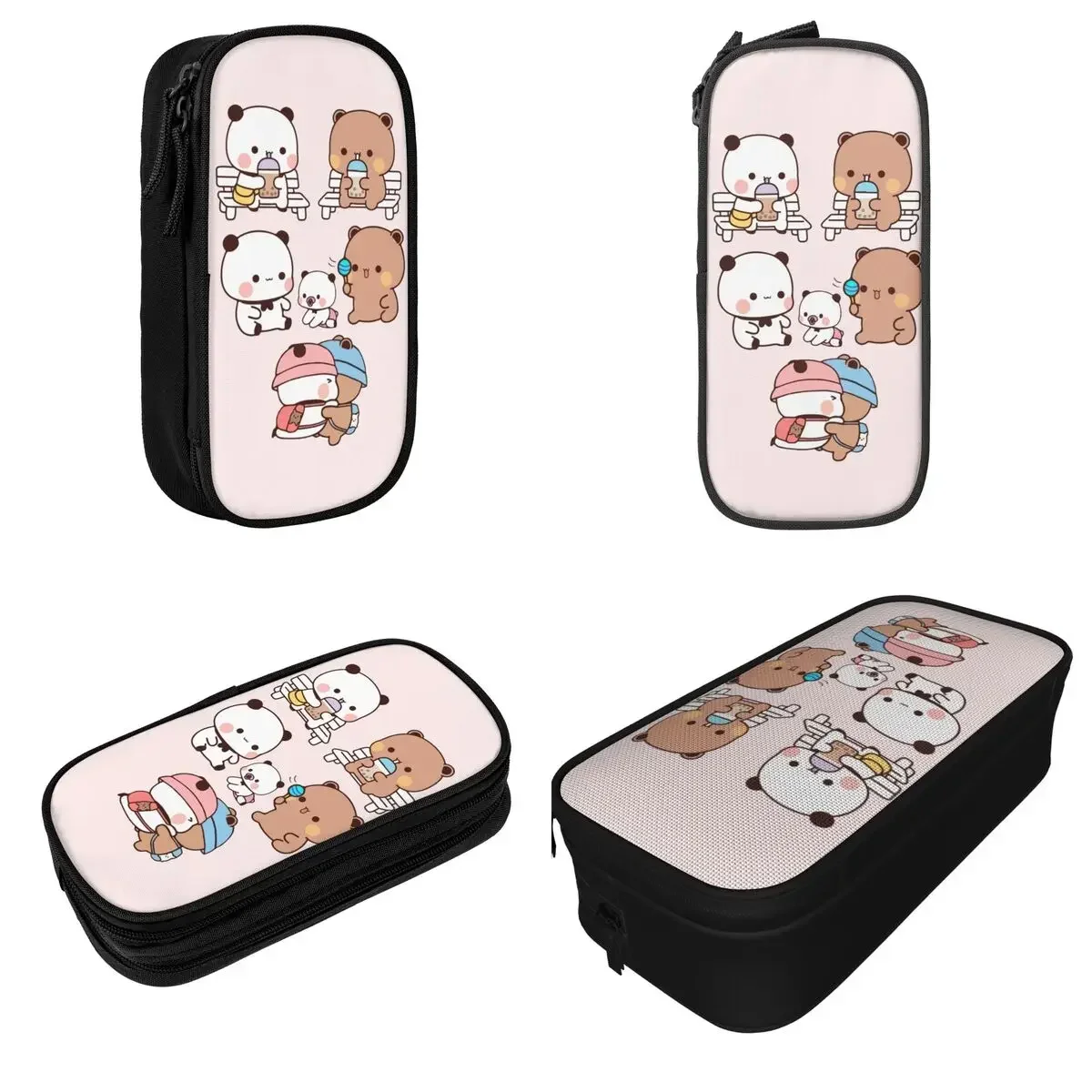 

Large Capacity Pen Box Bubu Dudu Kawaii School Supplies Cute Bear and Panda Cartoon Double Layer Pencilcase Women Make Up Bag