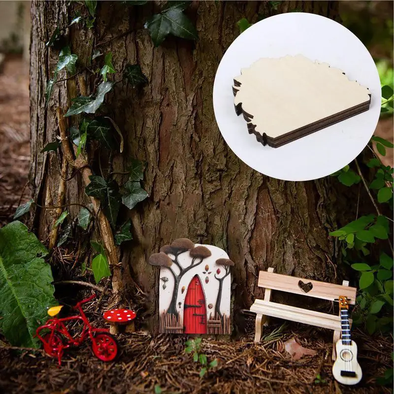 Fairy Garden Door Tooth Fairy Mini Door Flat Doll House Miniature Wooden Door Wooden Miniature Fairy Door For Gnome Fairy House