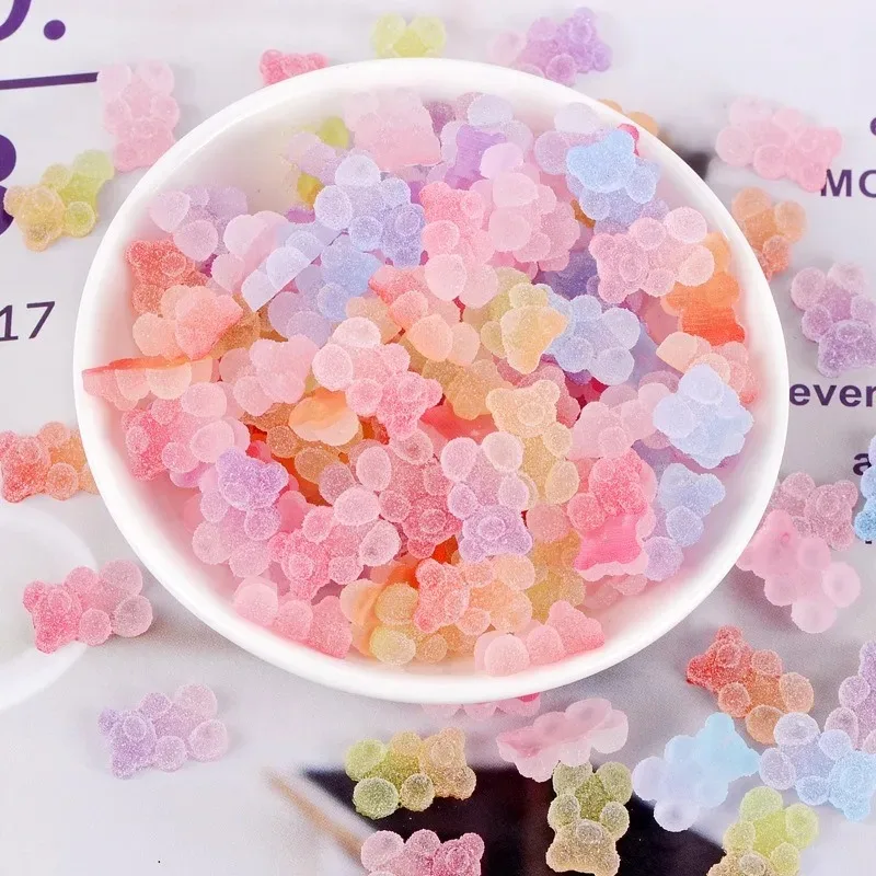 20pcs Kawaii Japanese Style Gummy Bear Resin Decorations, Simulation Candy Accessories for Cream Glue DIY Crafts