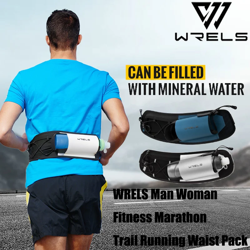 WRELS Man Woman Fitness Marathon Trail Running Waist Pack Lightweight Hydration Sport Bottle Bag Adjustable Sports Waist Bag
