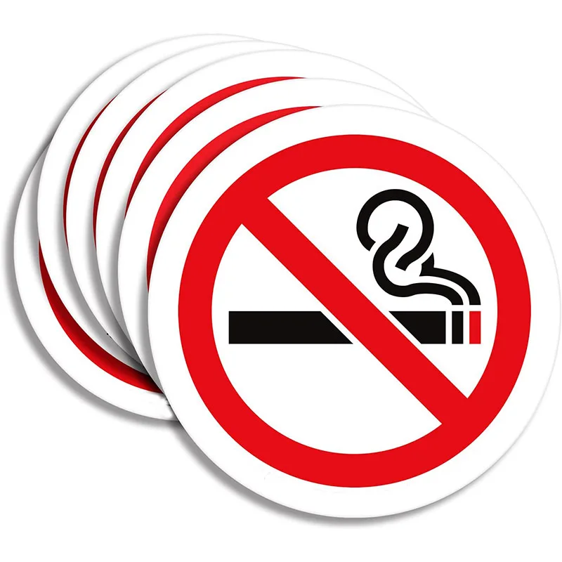 4pcs No Smoking Sign Warning Sign Stickers Anti-scratch No Smoking Warning Logo Decal Car Accessories Car Sticker