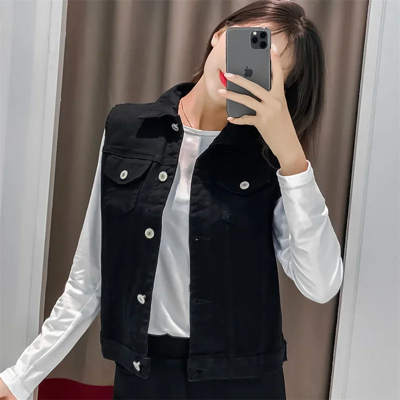 Red Denim Vest Women Casual Short Leeveless Jackets Spring Summer Waistcoat Korean Fashion Cowboy Chalecos Denim Vest Jackets