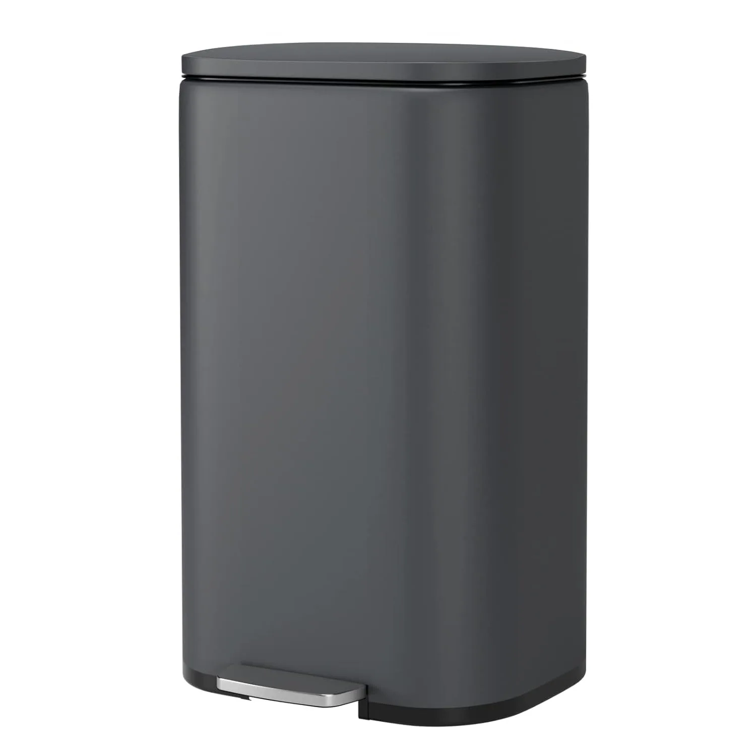 Trash Can, Stainless Steel Garbage Can with Silent Lid,Durable Pedal & Inner Bucket,Pedal Garbage Bin for Kitchen Inside Outside