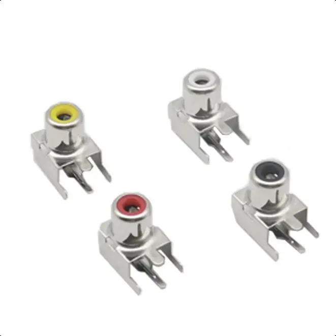 【50-10PCS】AV1-8.4-3A Lotus seat AV cocore socket 4 pin RCA seat single hole PCB soldered audio and video female seat