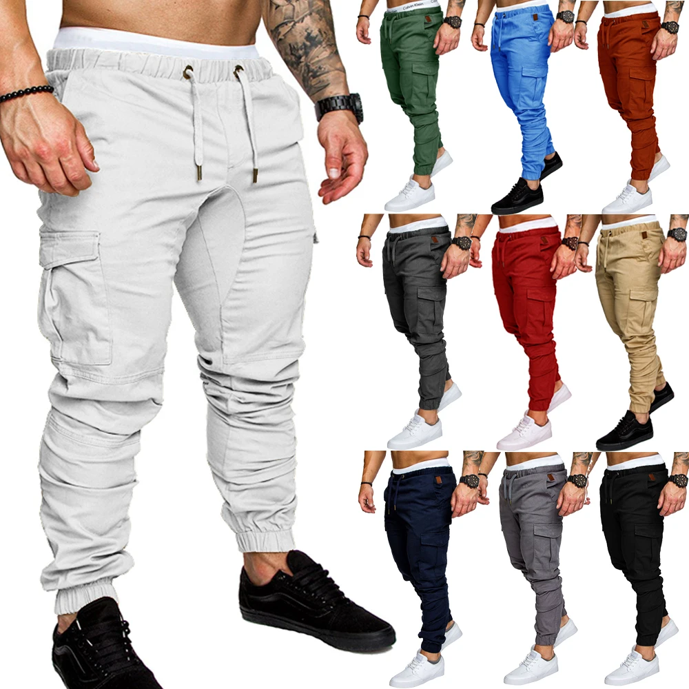 Y2K Autumn Fashion New Tide Casual Trousers Men's Small Feet Long Cargo Pants 10 Color Men Pencil Pants Multi-pocket Sweatpants