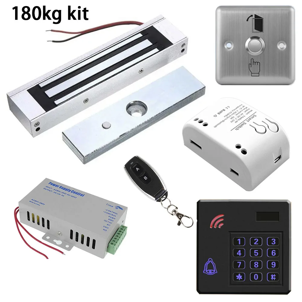 180KG Metal Electromagnetic Lock Waterproof ID Access Control Machine Gate Push BUtton 12V Power supply