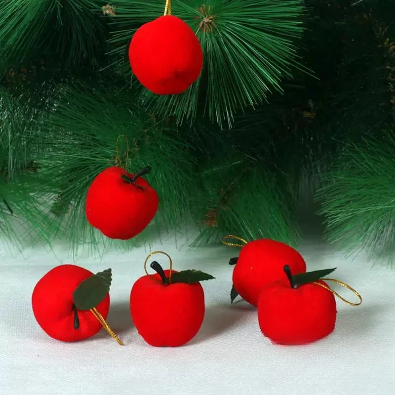 Christmas decorations simulation foam red apple pendant Christmas peace fruit pendant Christmas tree accessories 6 packs