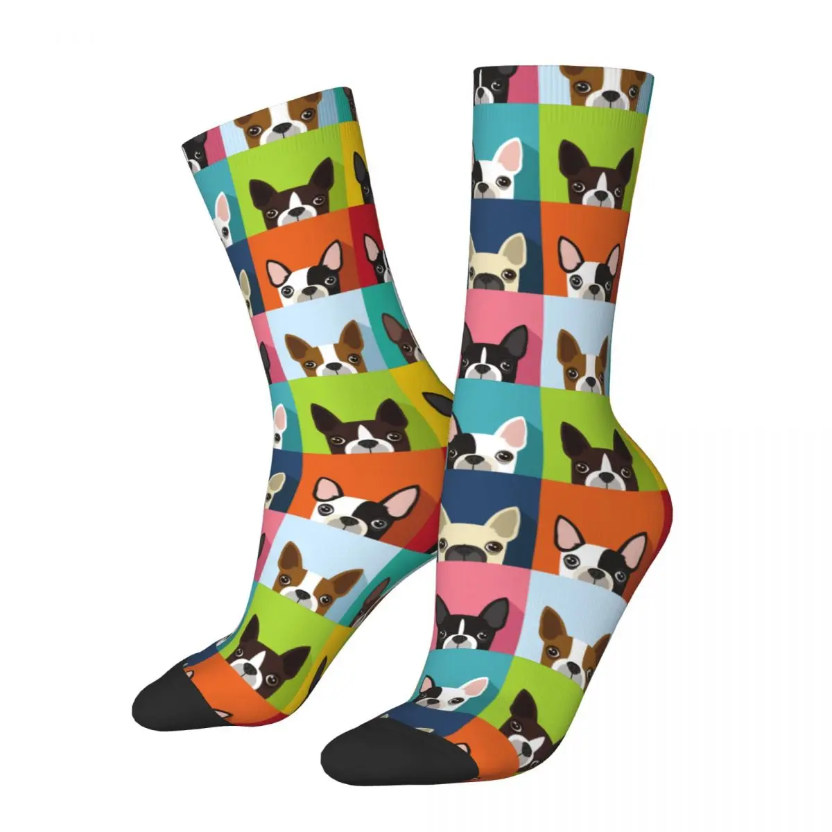 Calcetines bonitos de animales de Boston Terrier para hombre y mujer, medias informales de poliéster con acuarela para perro, Primavera, otoño e invierno, regalos