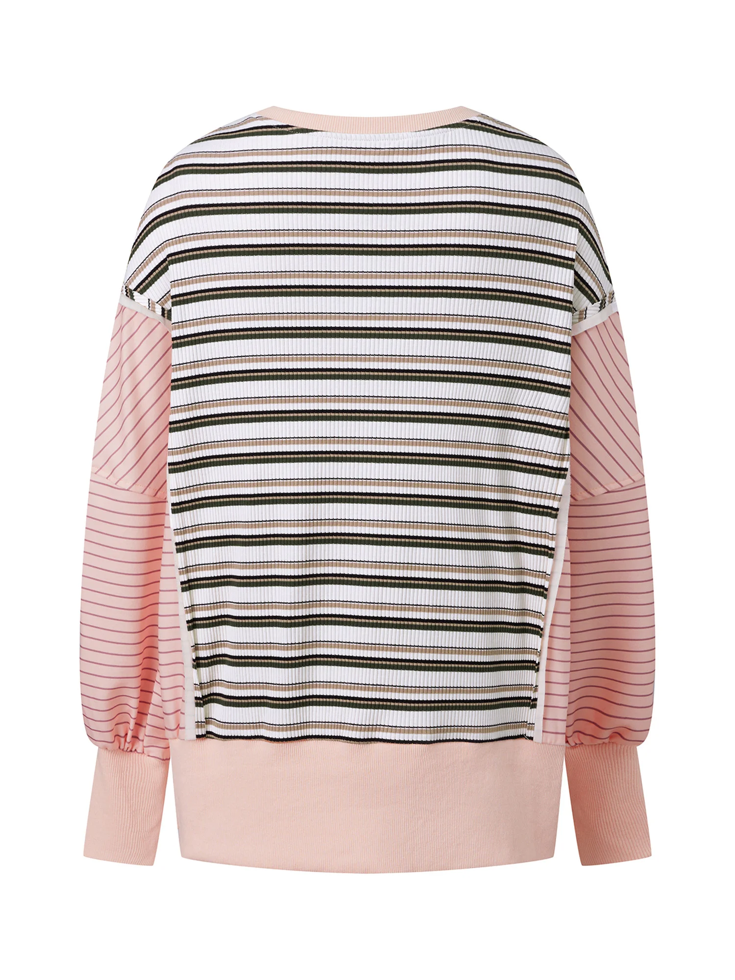 Dames patchwork sweatshirts met ronde hals, lange mouwen en gestreepte truien in contrasterende kleuren voor casual streetwear-mode
