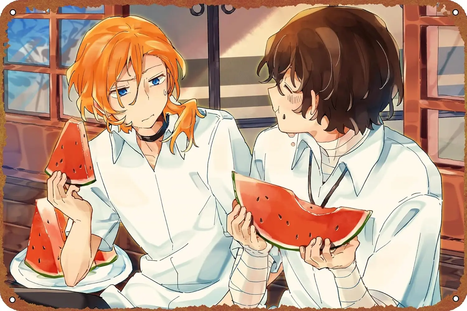 Osamu Dazai Bungou Stray Dogs Chuuya Nakahara Poster Tin Plate Metal Style Cafe Home Bar Garage Garden Door Wall Art Decor  sign