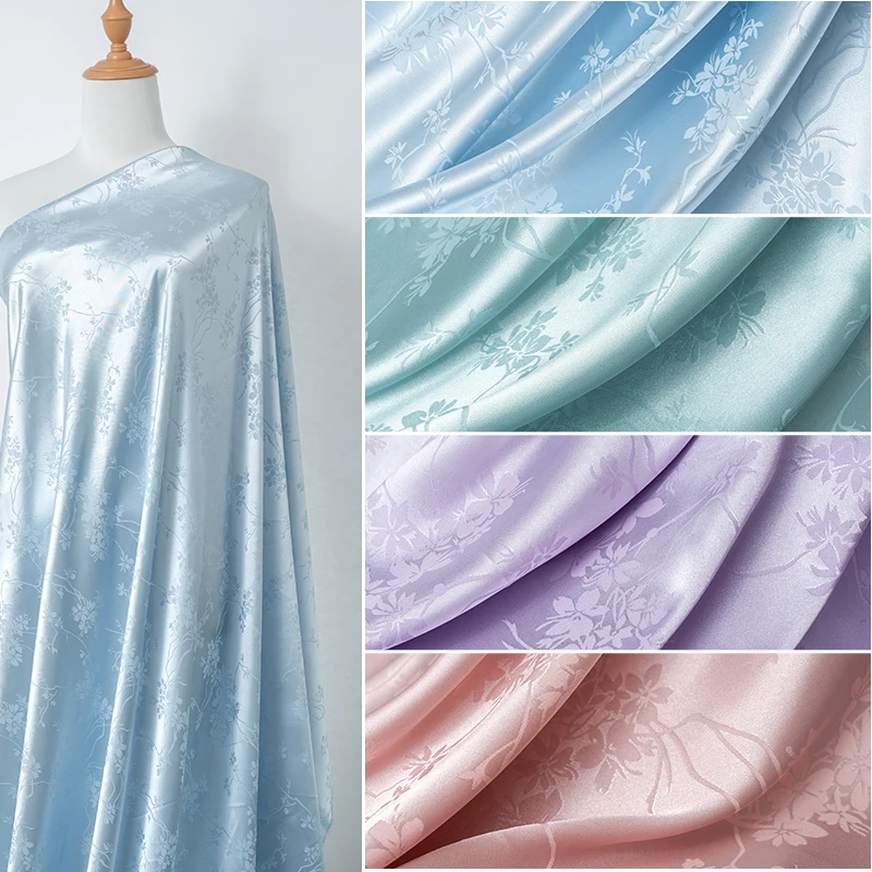 

Soft Jacquard Imitation Acetate Satin Fabric Sewing Cheongsam Shirt Pants Bed Four Piece Set Packaging DIY Fabric