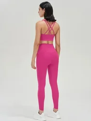 Lemon 2-teiliger Yoga-Sport-BH + Leggings mit hoher Taille, nacktes Gefühl, Fitness-Laufhose, sportliches Fitnessstudio, Fitness, Yoga-Weste, Trainings-Set