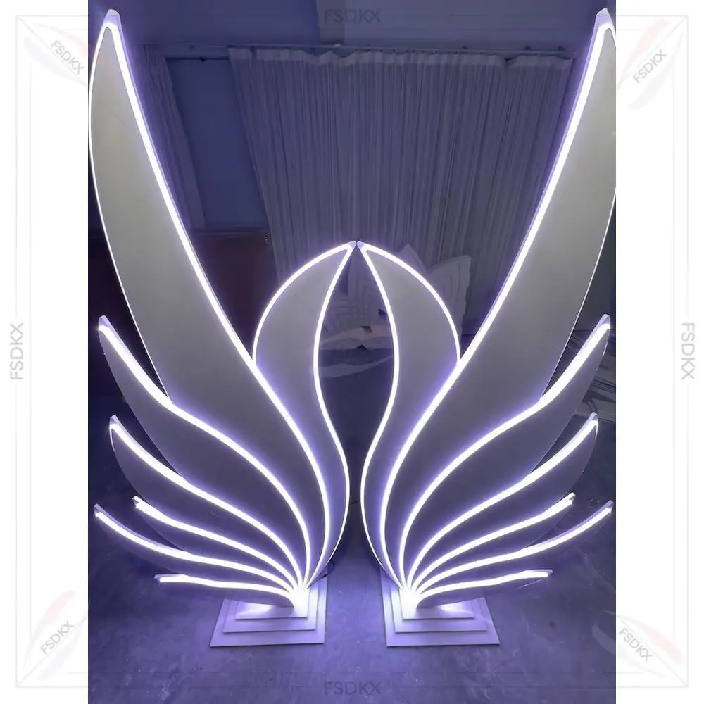 

Wedding Background Manufacturer Hot Sale Led Wings Shape Pvc Backdrop New Led Wedding Stage Backdrop Decoration