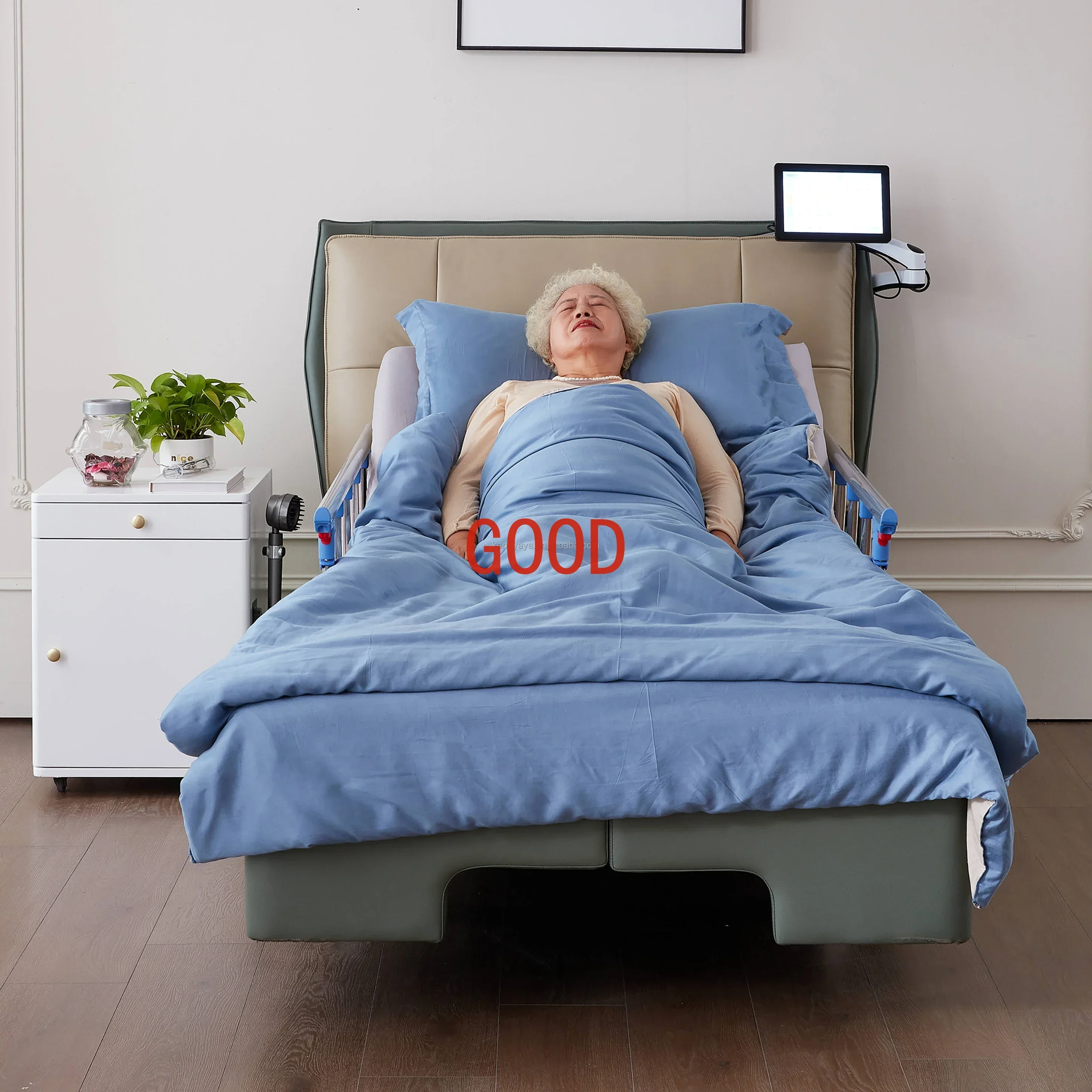 Cama de lactancia para personas mayores con sensor de humedad para limpieza automática de movimientos intestinales y ángulo de respaldo ajustable