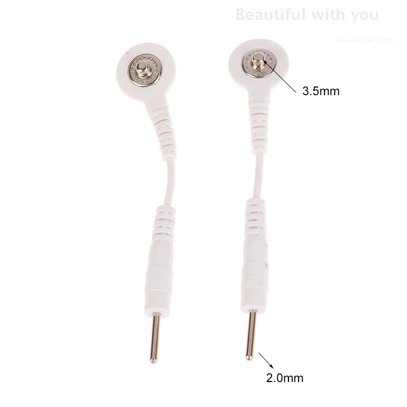 

2PCS Electrode Lead Wire Connecting Cables Plug 2.0mm Snap 3.5mm Male connector cable Use For Tens/EMS Massage Machine Device