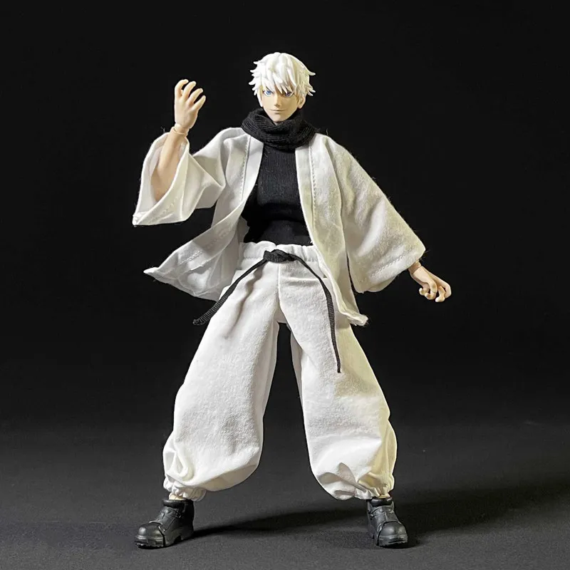 Jujutsu Kaisen Gojo Satoru Kleidungsset im Maßstab 1:12, weißer Mantel, Laternenhose mit Schal für 6-Zoll-Actionfiguren-Körpermodell – Detail 15