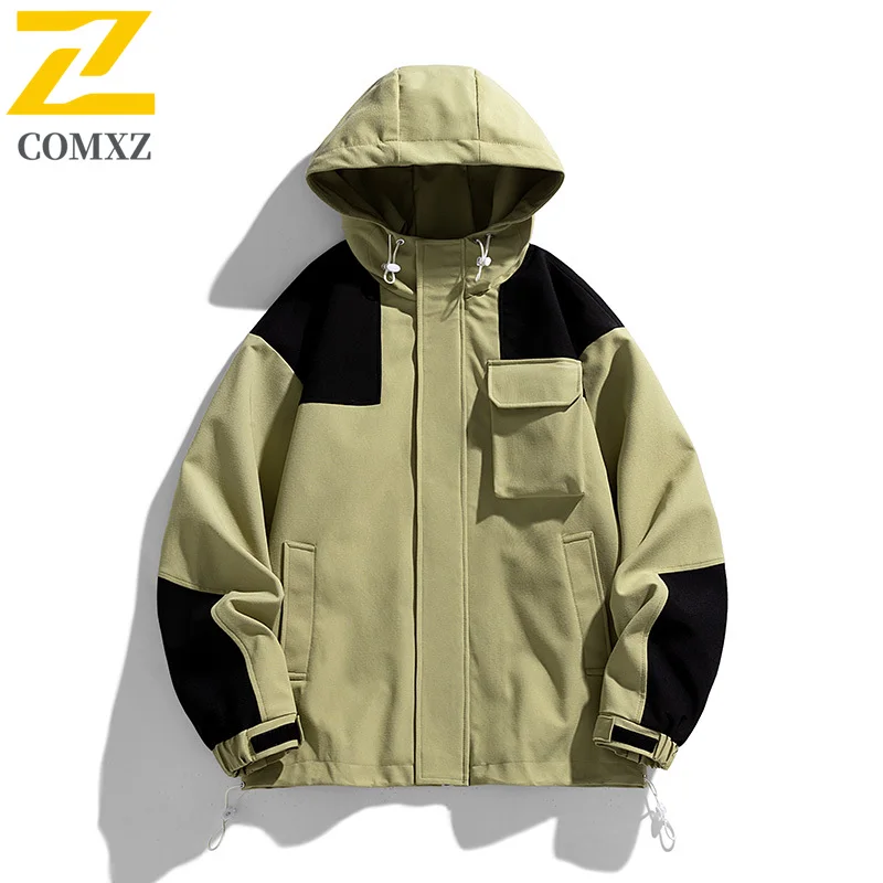 

2025 Trendy Jacket Men Camping Hiking Hooded Waterproof Windbreaker Coat Spring Autumn Outdoor Lightweight Breathable Outerwear