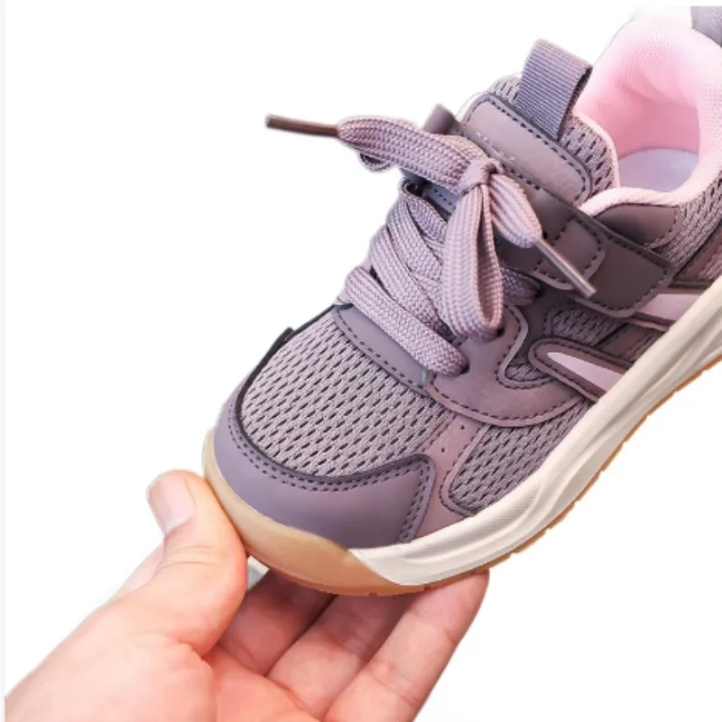 

Black Purple 2025 Autumn New Boys' Double Mesh Breathable Sports Shoes Girls' Anti slip Forrest Gump Student Shoes Size 27-37
