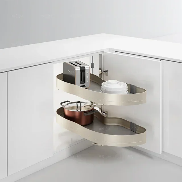 NUOMI magic corner revolving saucer Soft Close S Corner lazy susan pantry organizer kitchen storages for cabinet organizer