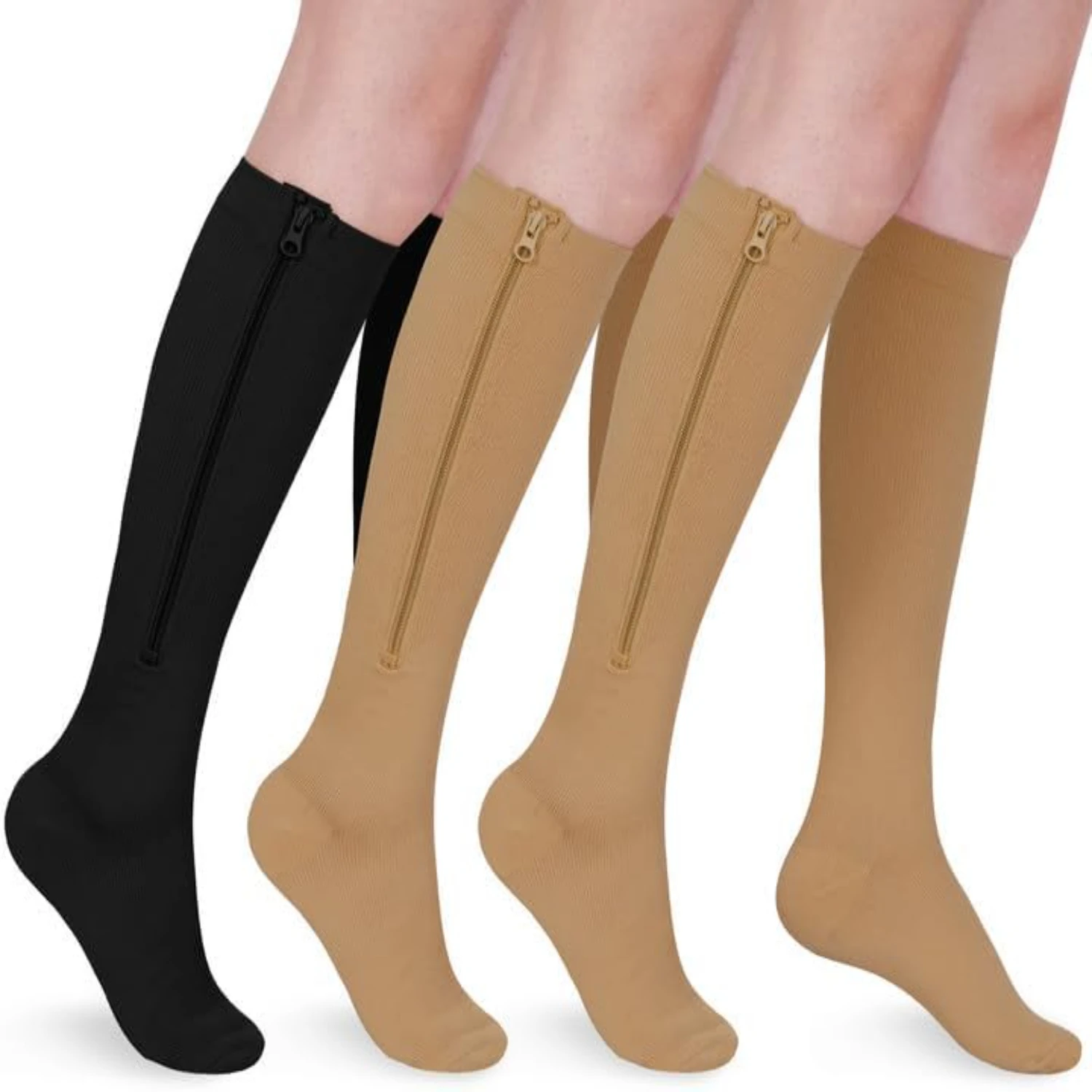 Lightweight, Comfortable, and Supportive 2-Pair Compression Socks for Men & Women - Ideal Long-lasting Relief with 15-20 mmHg Gr