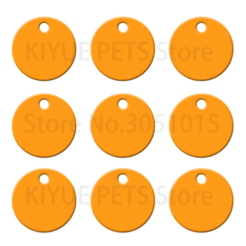 KIYUE Großhandel 100 stücke Runde Aluminium Hund ID Tag Benutzerdefinierte Katze Hunde Name Haustier ID Tags Platte Tags Runde Für Haustiere hund Halskette Anhänger 8