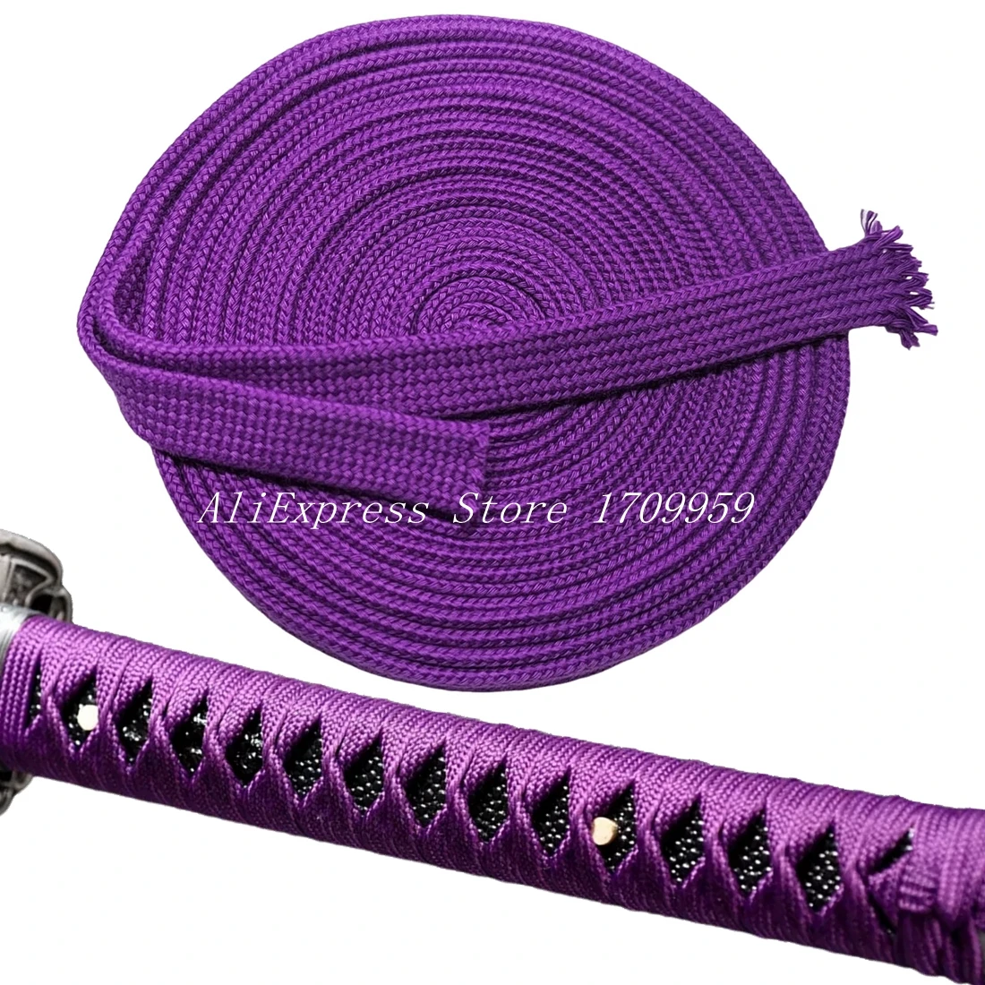 Purple Cord Wrapping Tsuka Ito Sageo Sword Handle Sheath for Japanese Samurai Katana/Wakizashi/Tanto Hilt Fittings